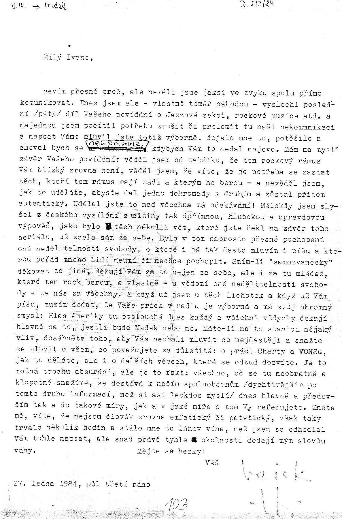 V. Havel Medkovi 17.01.1984a